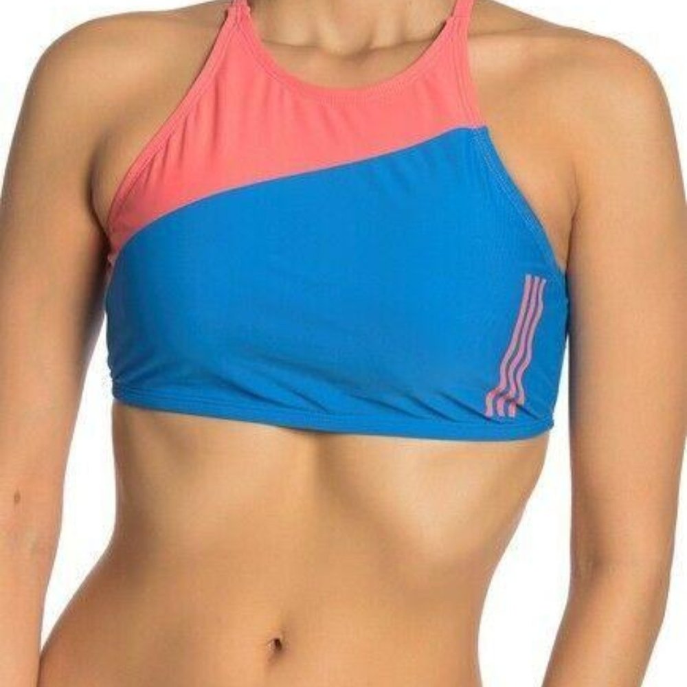 Adidas High Neck Colorblock LaceUp Bikini swim top